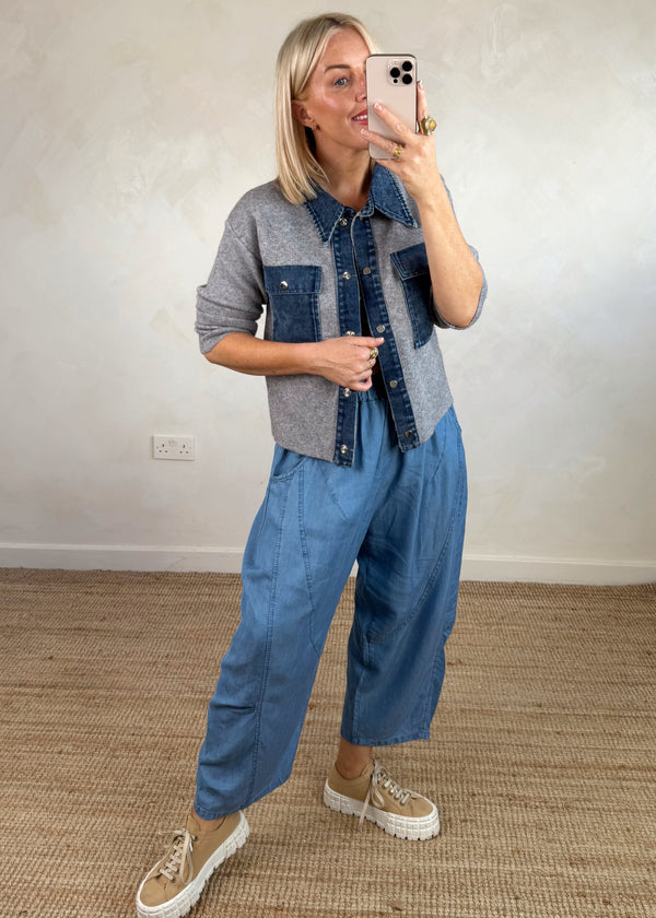 Charlotte denim cardigan - grey-The Style Attic