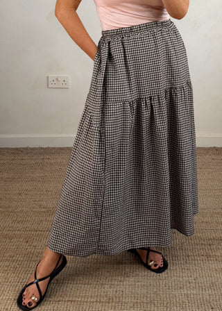 Charlotte gingham skirt - Chocolate-The Style Attic
