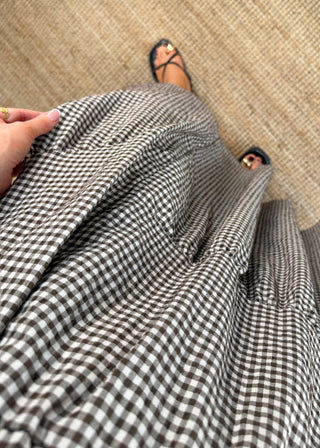 Charlotte gingham skirt - Chocolate-The Style Attic