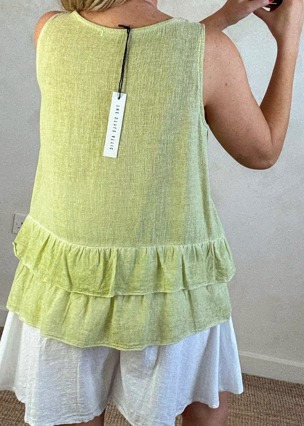 Charo Linen blend vest - lime-The Style Attic