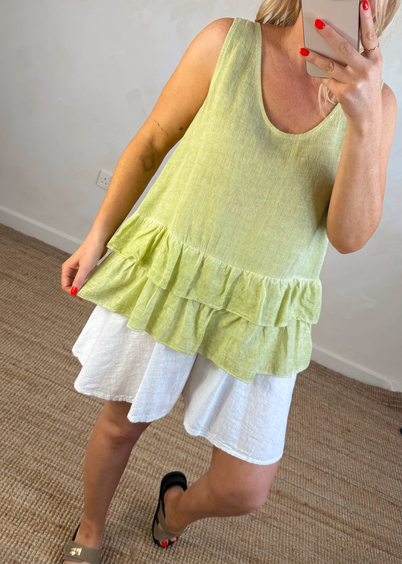 Charo Linen blend vest - lime-The Style Attic