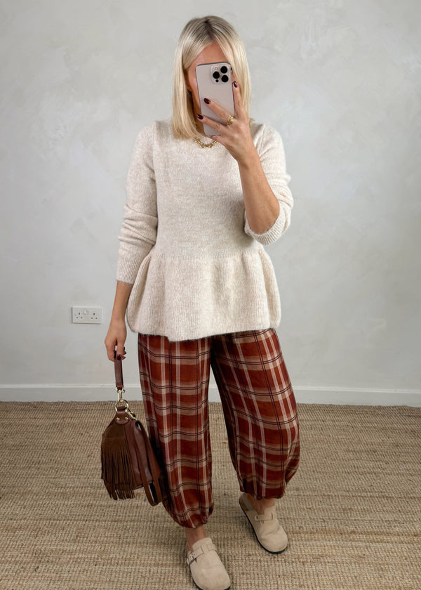 Checked cuffed trouser - four-The Style Attic