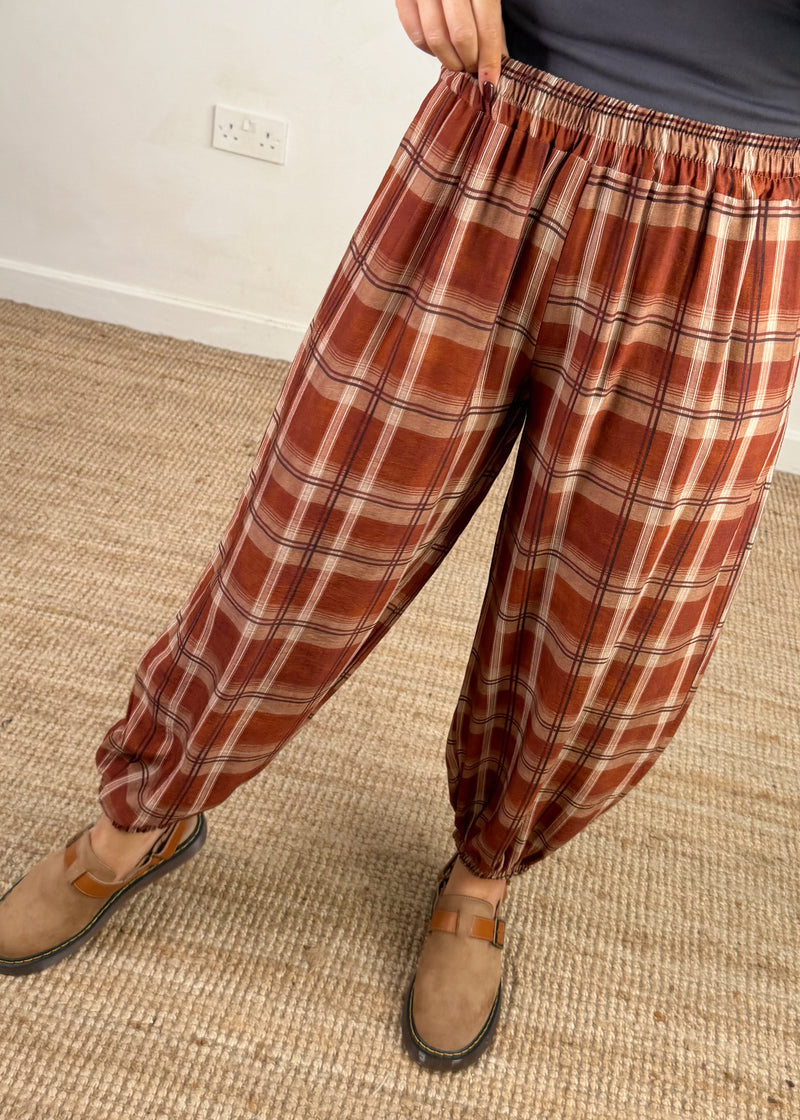 Checked cuffed trouser - four-The Style Attic