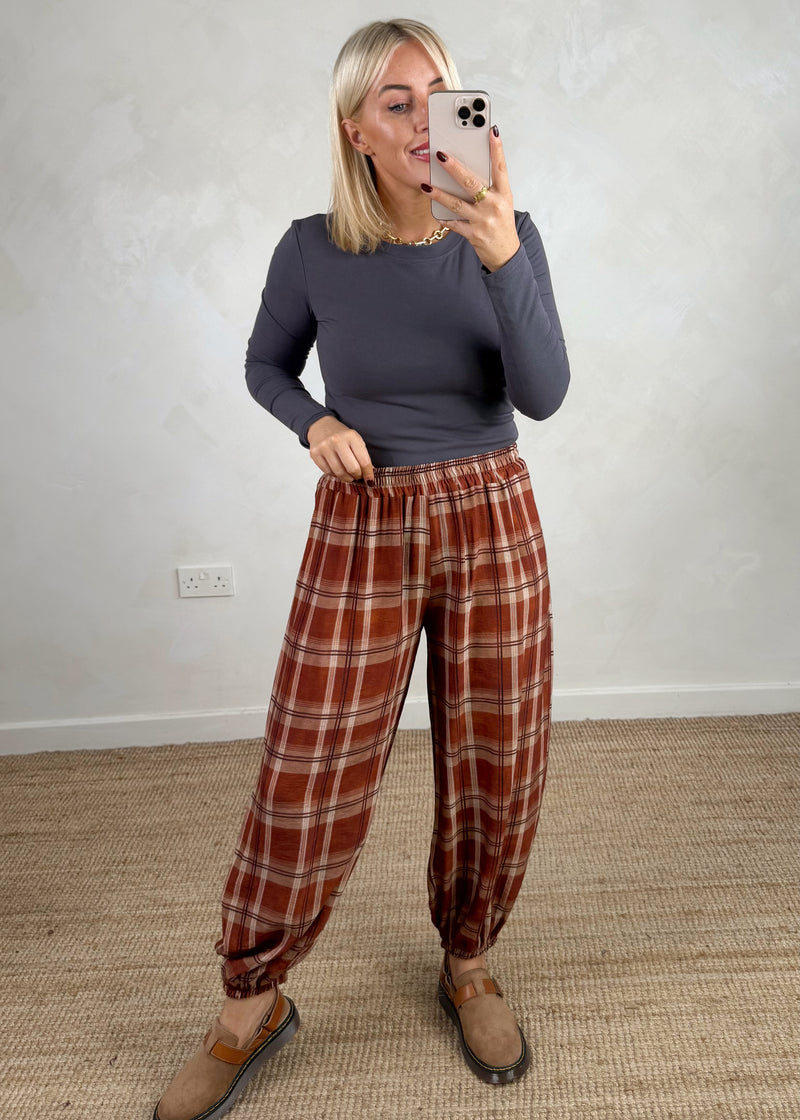 Checked cuffed trouser - four-The Style Attic