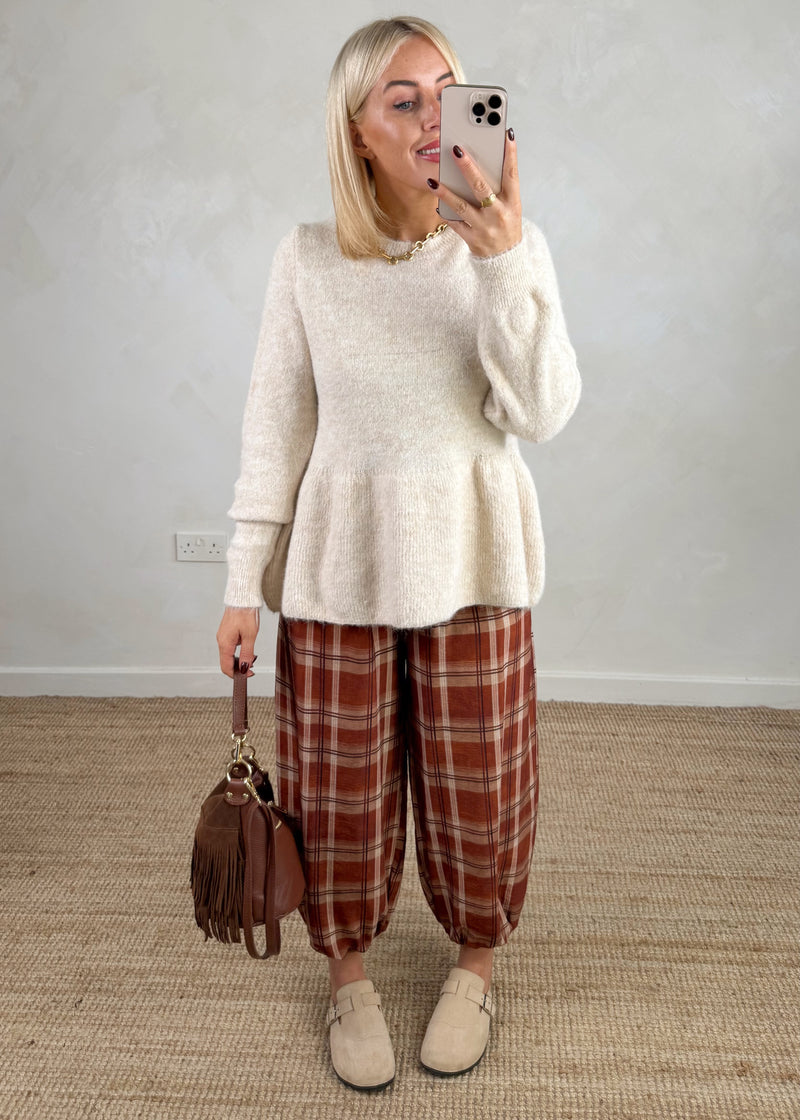 Checked cuffed trouser - four-The Style Attic