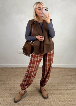 Checked cuffed trouser - four-The Style Attic