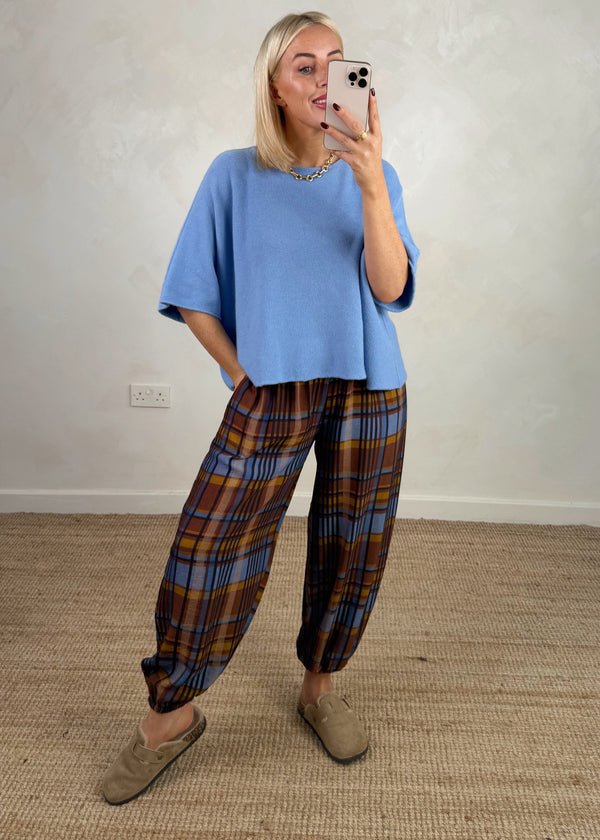 Checked cuffed trouser - one-The Style Attic