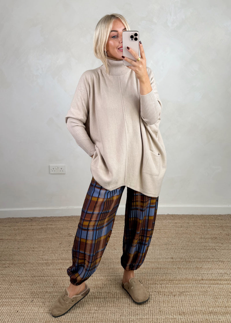 Checked cuffed trouser - one-The Style Attic