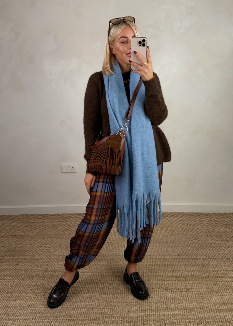Checked cuffed trouser - one-The Style Attic