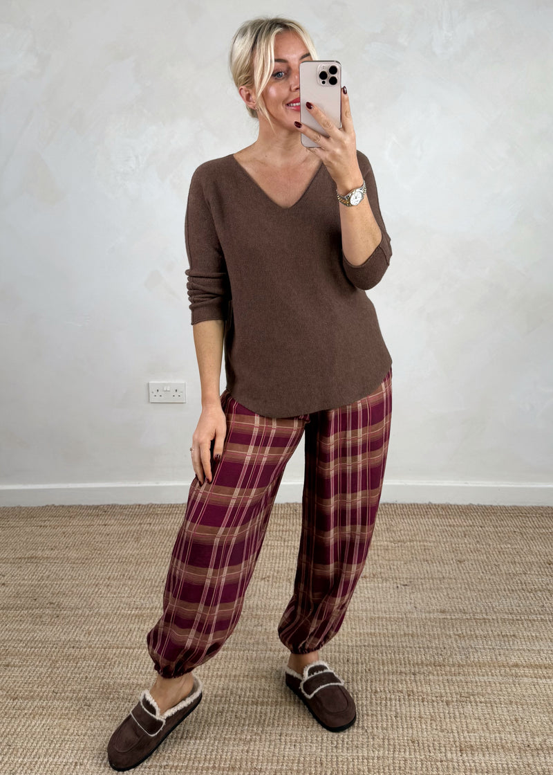 Checked cuffed trouser - three-The Style Attic