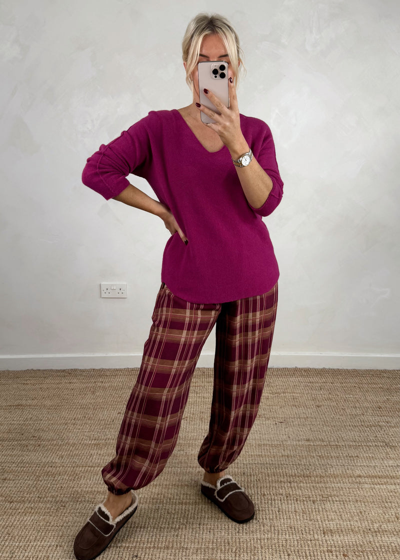 Checked cuffed trouser - three-The Style Attic