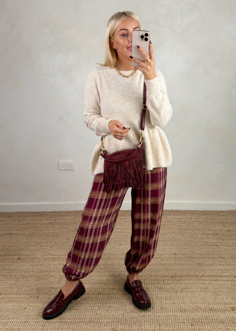 Checked cuffed trouser - three-The Style Attic
