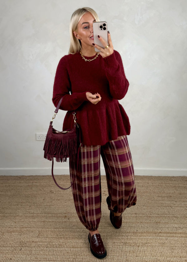 Checked cuffed trouser - three-The Style Attic