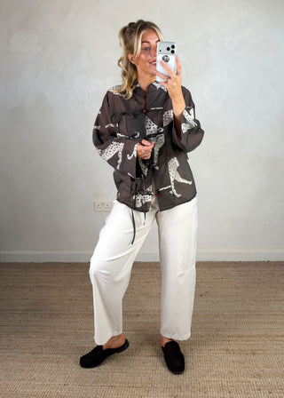 Cheetah blouse - Dark Taupe-The Style Attic