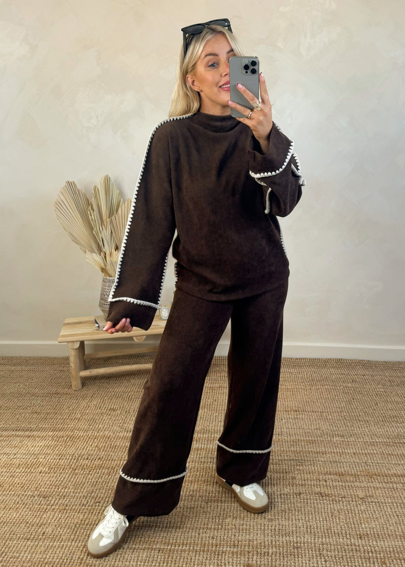 Chenille stitch Co-ord - chocolate-The Style Attic