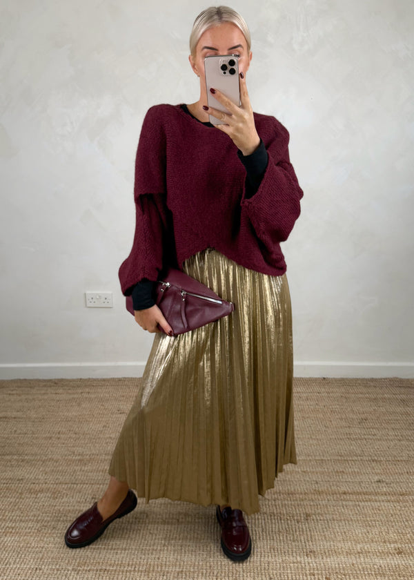 Chrissy cross front knit - Merlot-The Style Attic