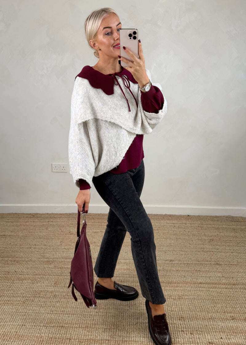 Chrissy cross front knit - oatmeal-The Style Attic