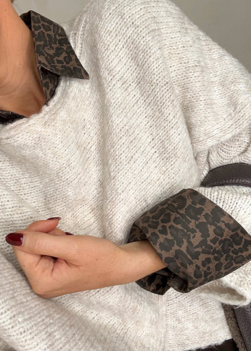 Chrissy cross front knit - oatmeal-The Style Attic