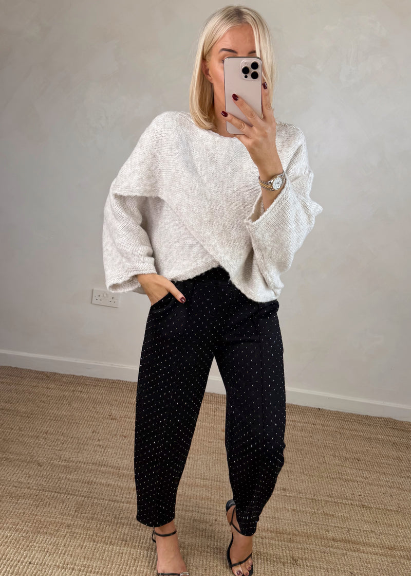 Chrissy cross front knit - oatmeal-The Style Attic