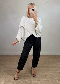 Chrissy cross front knit - oatmeal-The Style Attic