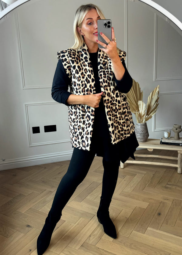 Cici quilted waistcoat - leopard-The Style Attic