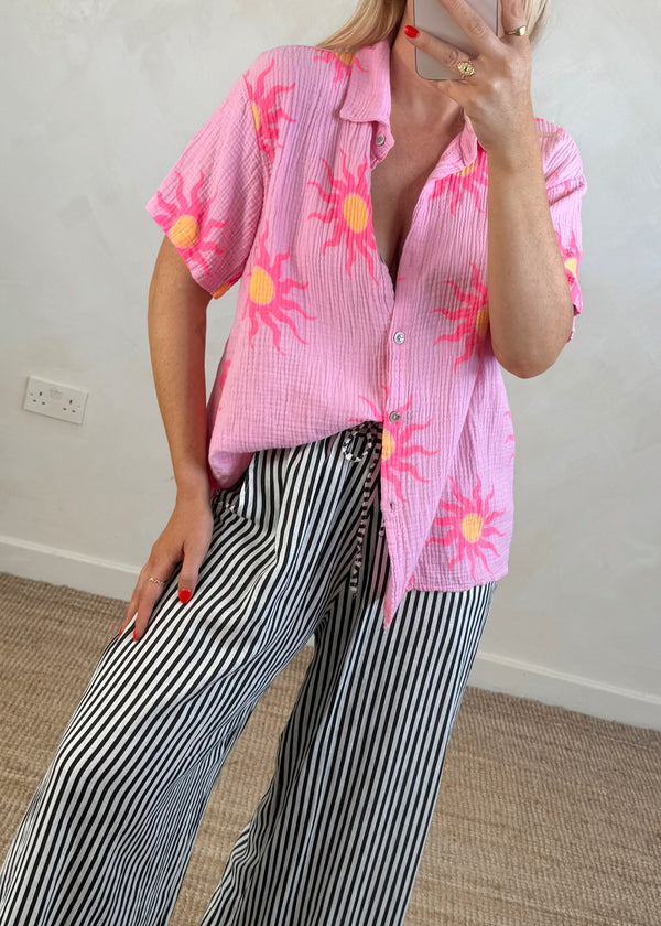 Cinzia sun blouse - pink/orange-The Style Attic