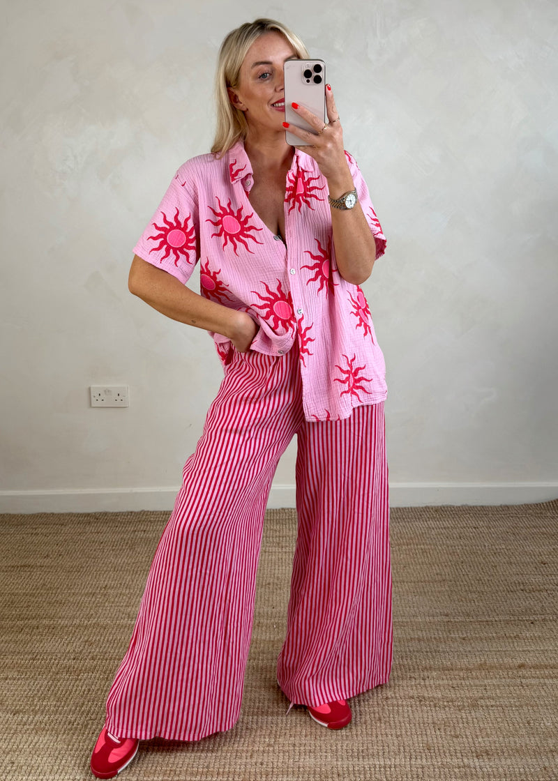 Cinzia sun blouse - red/pink-The Style Attic