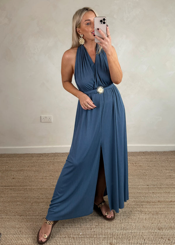 Clancy backless dress - navy-The Style Attic