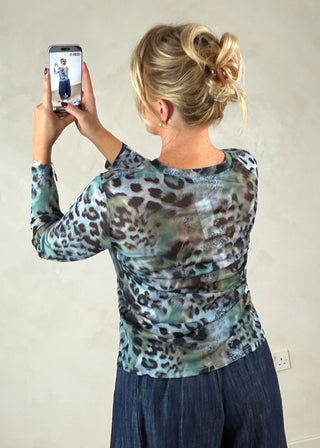Classic mesh top - Printed blue animal-The Style Attic