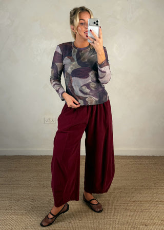 Classic mesh top - Printed purples-The Style Attic