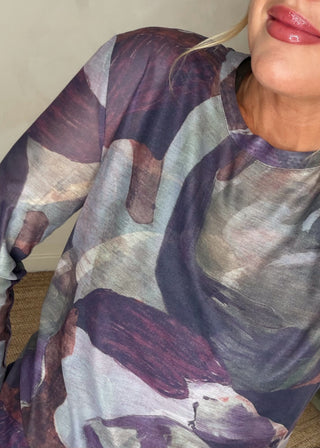 Classic mesh top - Printed purples-The Style Attic