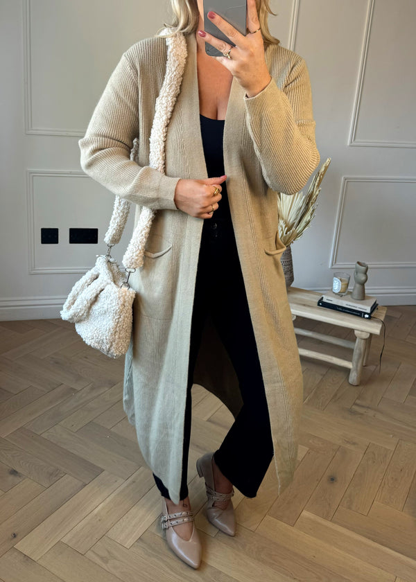 Cleo Longline cardigan - beige-The Style Attic