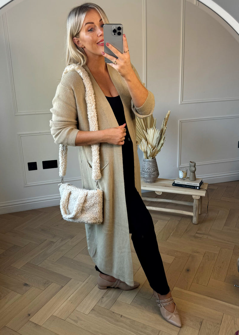 Cleo Longline cardigan - beige-The Style Attic