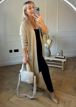 Cleo Longline cardigan - beige-The Style Attic