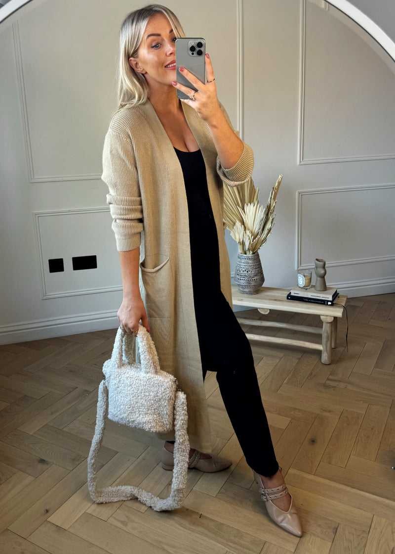 Cleo Longline cardigan - beige-The Style Attic