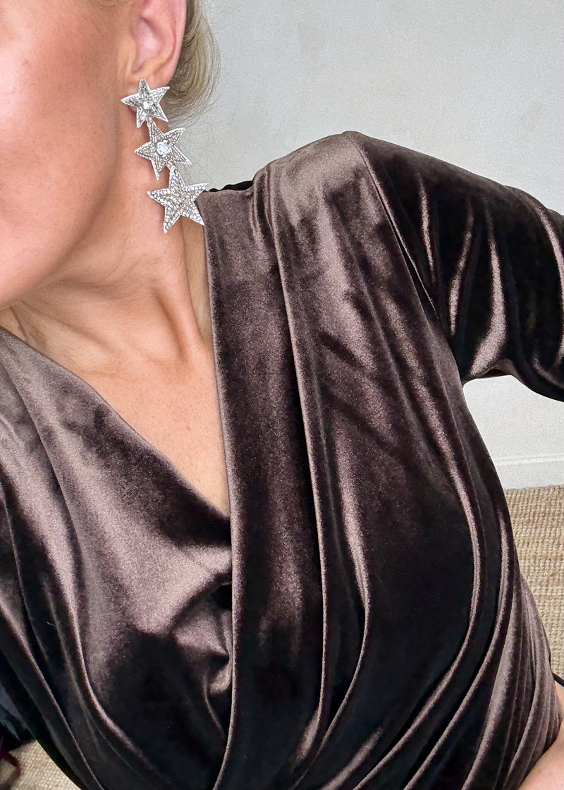 Cleo velvet blouse - chocolate-The Style Attic