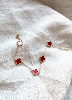 Clover bracelet - gold/red-The Style Attic