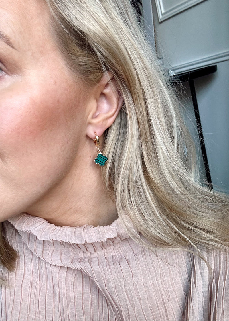 Clover earrings - Gold/green-The Style Attic