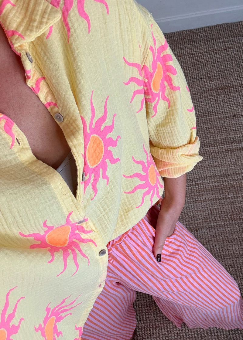 Coachella cheesecloth shirt - yellow-The Style Attic