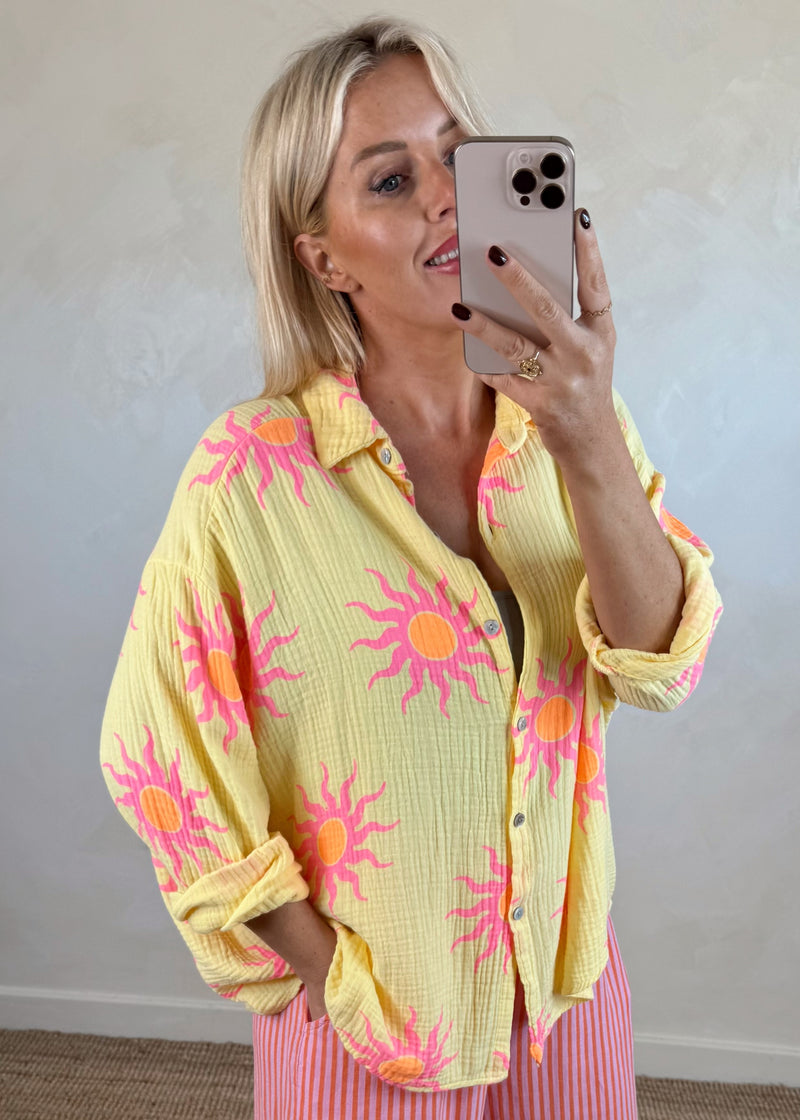 Coachella cheesecloth shirt - yellow-The Style Attic