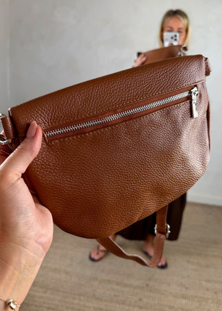 Coco leather sling bag - Tan-The Style Attic