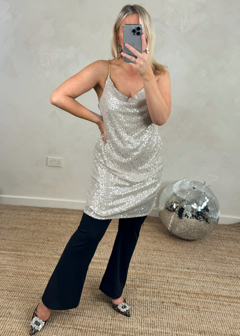 Andi longline sequin vest - oyster-The Style Attic