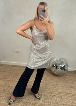 Andi longline sequin vest - oyster-The Style Attic