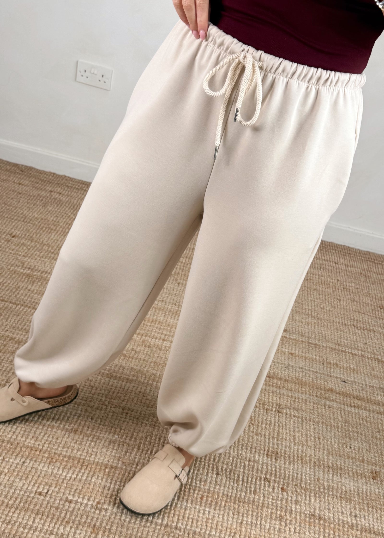 waist belt cocoon pants / beige / t