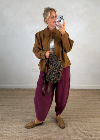 Collared zip front jacket - Tan-The Style Attic