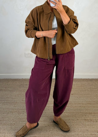 Collared zip front jacket - Tan-The Style Attic