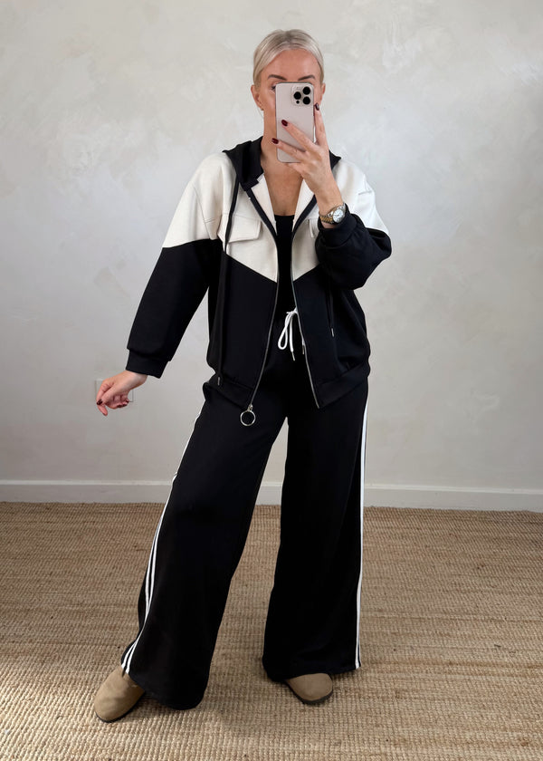 Colour block hoodie - black-The Style Attic