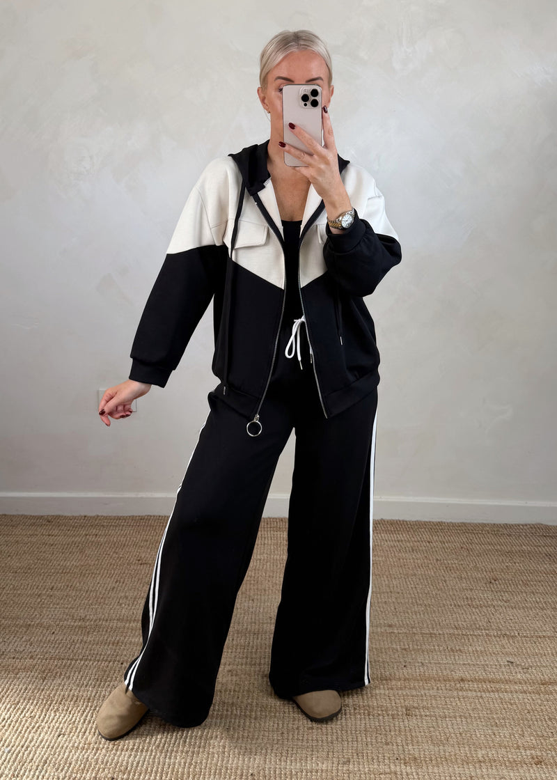 Colour block hoodie - black-The Style Attic