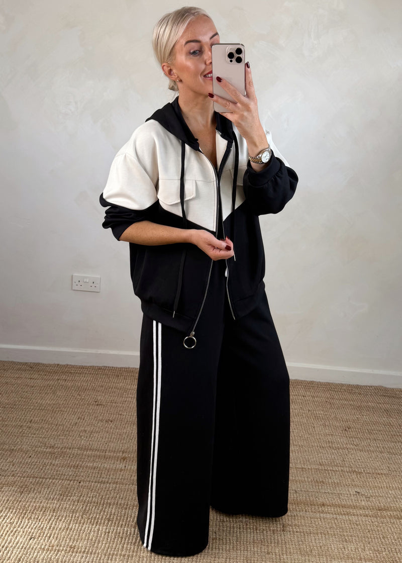 Colour block hoodie - black-The Style Attic