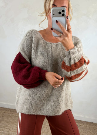 Colour block knit - Beige-The Style Attic
